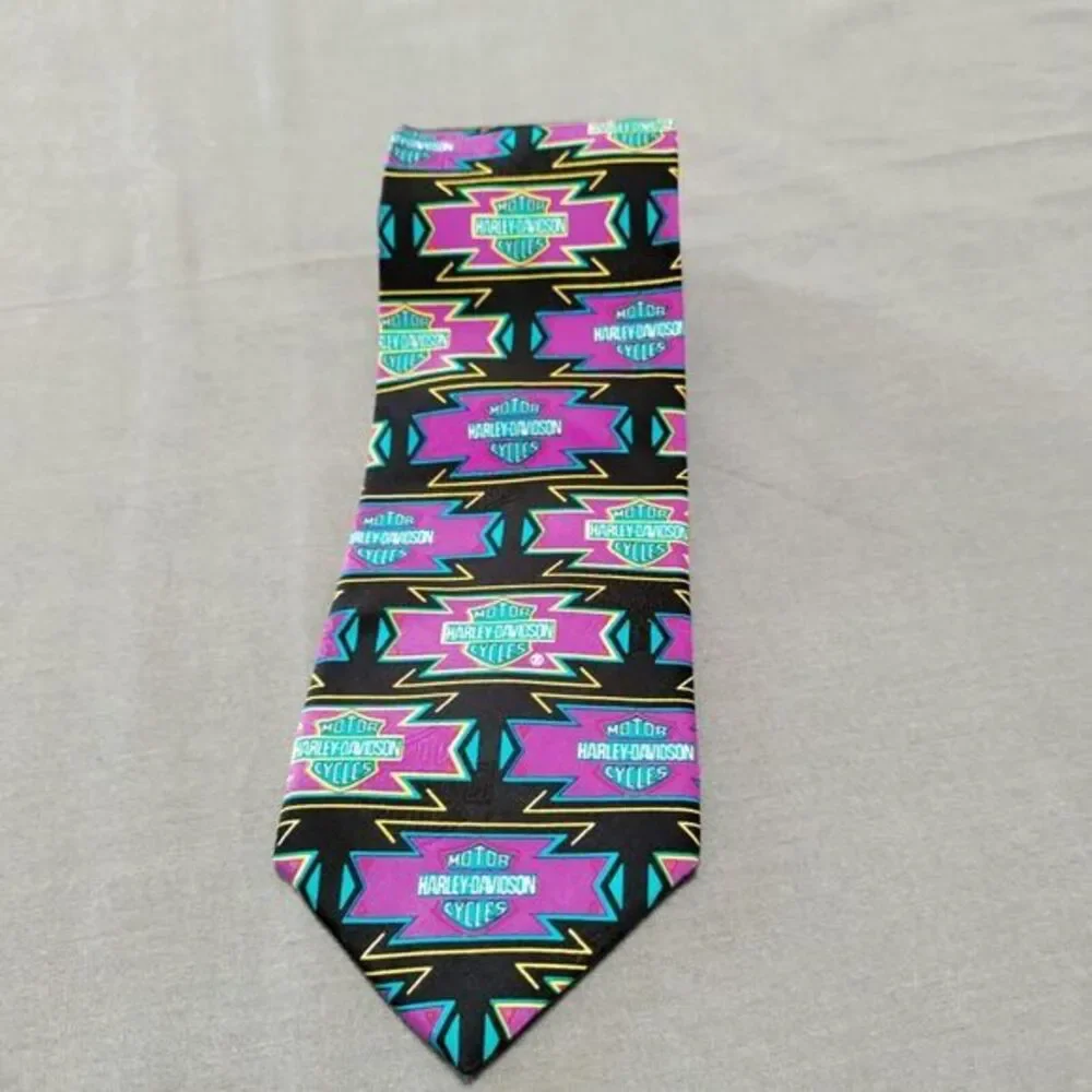 Harley Davidson Men Neck Tie Motorcycles Thunderbird Multicolor Suit Necktie 57